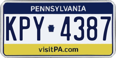 PA license plate KPY4387