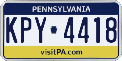 PA license plate KPY4418