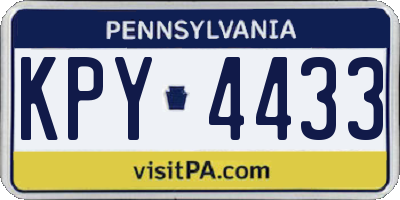PA license plate KPY4433