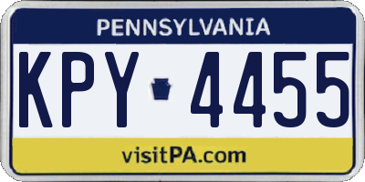 PA license plate KPY4455