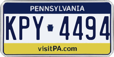 PA license plate KPY4494