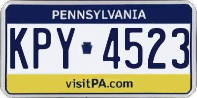 PA license plate KPY4523