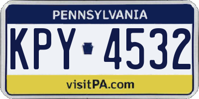 PA license plate KPY4532