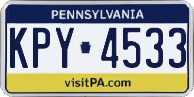 PA license plate KPY4533