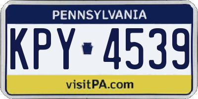 PA license plate KPY4539