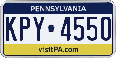 PA license plate KPY4550