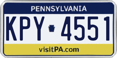 PA license plate KPY4551