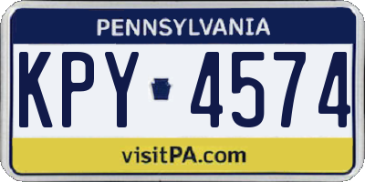 PA license plate KPY4574
