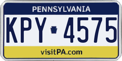 PA license plate KPY4575