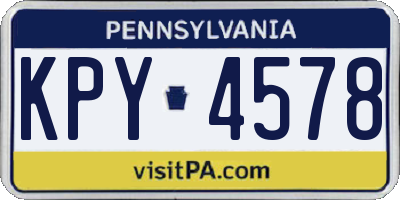 PA license plate KPY4578