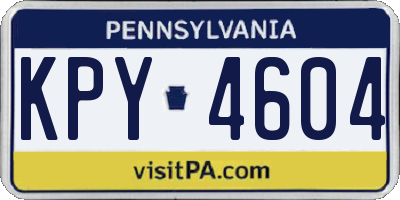 PA license plate KPY4604