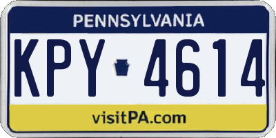 PA license plate KPY4614