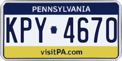 PA license plate KPY4670