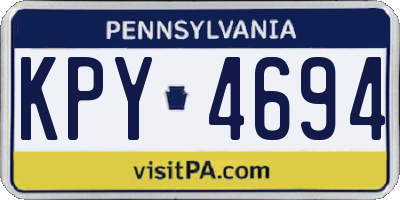 PA license plate KPY4694