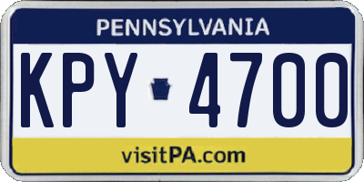 PA license plate KPY4700