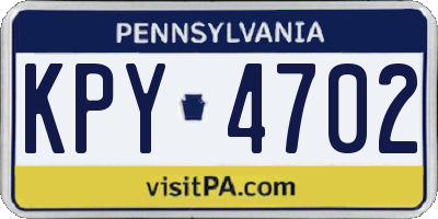 PA license plate KPY4702