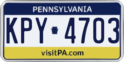 PA license plate KPY4703