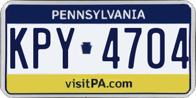 PA license plate KPY4704