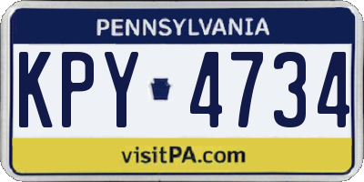 PA license plate KPY4734