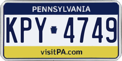 PA license plate KPY4749