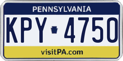 PA license plate KPY4750