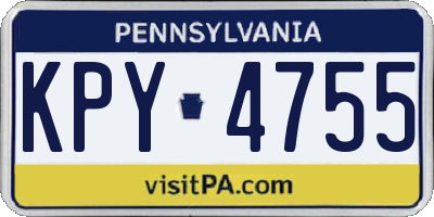 PA license plate KPY4755