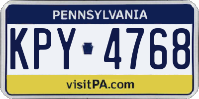 PA license plate KPY4768