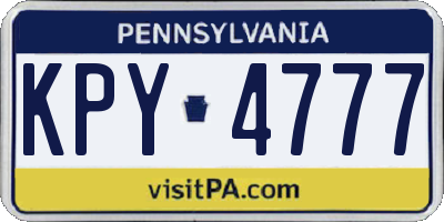PA license plate KPY4777