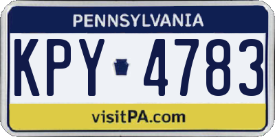 PA license plate KPY4783