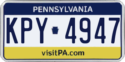 PA license plate KPY4947