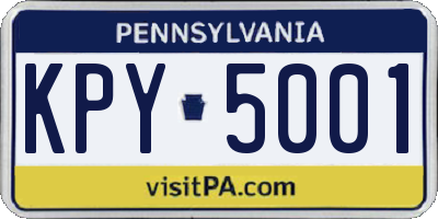PA license plate KPY5001