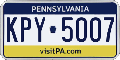 PA license plate KPY5007