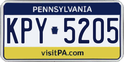 PA license plate KPY5205