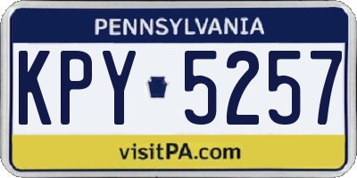 PA license plate KPY5257