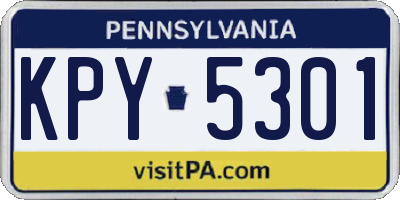 PA license plate KPY5301