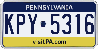 PA license plate KPY5316