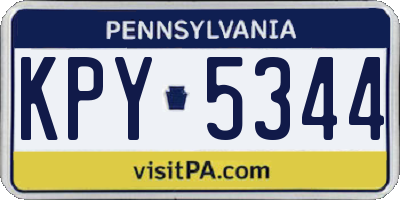 PA license plate KPY5344