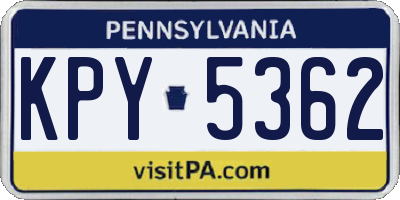 PA license plate KPY5362