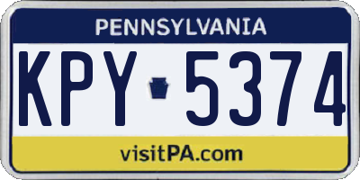 PA license plate KPY5374