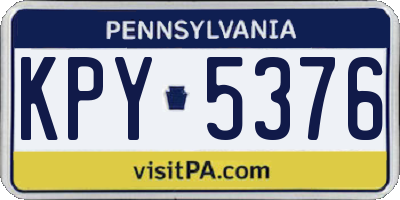PA license plate KPY5376