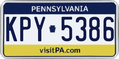 PA license plate KPY5386