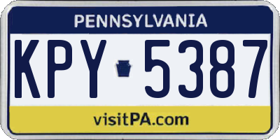PA license plate KPY5387