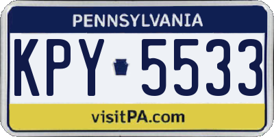 PA license plate KPY5533