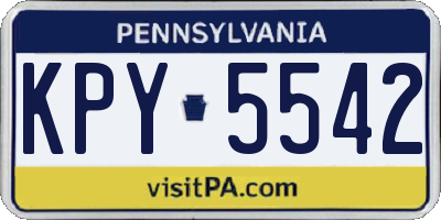 PA license plate KPY5542