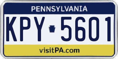 PA license plate KPY5601