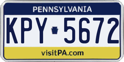 PA license plate KPY5672