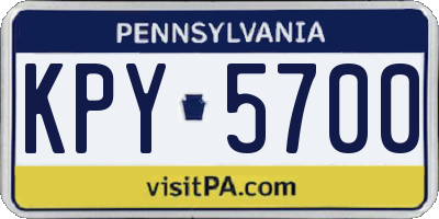 PA license plate KPY5700