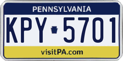 PA license plate KPY5701
