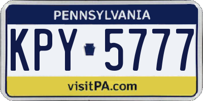 PA license plate KPY5777