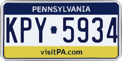 PA license plate KPY5934
